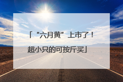 “六月黄”上市了！超小只的可按斤买