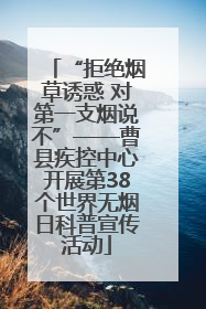 “拒绝烟草诱惑 对第一支烟说不”——曹县疾控中心开展第38个世界无烟日科普宣传活动