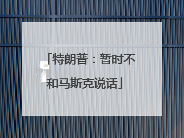 特朗普：暂时不和马斯克说话