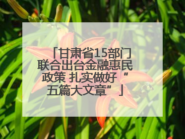 甘肃省15部门联合出台金融惠民政策 扎实做好“五篇大文章”
