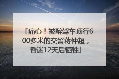 痛心！被醉驾车顶行600多米的交警蒋仲超，昏迷12天后牺牲