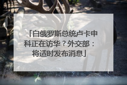 白俄罗斯总统卢卡申科正在访华？外交部：将适时发布消息