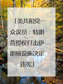 美共和党一众议员：特朗普授权打击伊朗核设施决定违宪