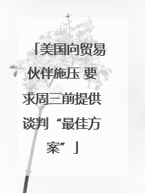 美国向贸易伙伴施压 要求周三前提供谈判“最佳方案”