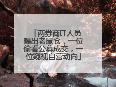 两券商IT人员曝出老鼠仓，一位偷看公募成交，一位窥视自营动向