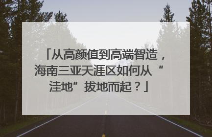 从高颜值到高端智造，海南三亚天涯区如何从“洼地”拔地而起？