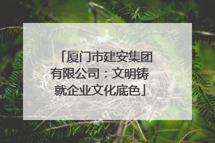 厦门市建安集团有限公司：文明铸就企业文化底色