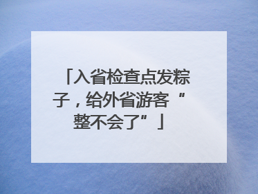 入省检查点发粽子，给外省游客“整不会了”
