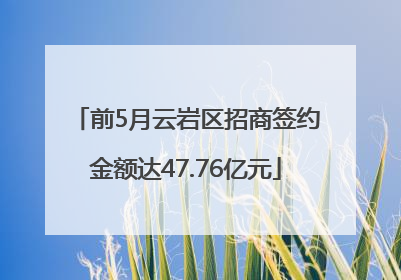 前5月云岩区招商签约金额达47.76亿元