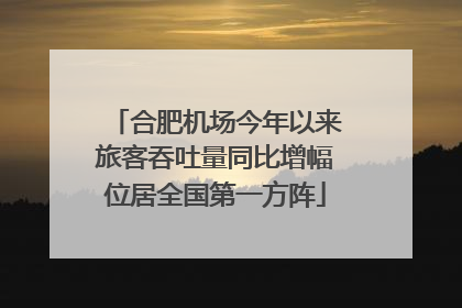 合肥机场今年以来旅客吞吐量同比增幅位居全国第一方阵