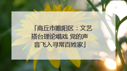 商丘市睢阳区：文艺搭台理论唱戏 党的声音飞入寻常百姓家