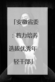 安徽省委：着力培养选拔优秀年轻干部