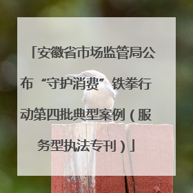 安徽省市场监管局公布“守护消费”铁拳行动第四批典型案例（服务型执法专刊）