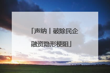 声纳丨破除民企融资隐形梗阻