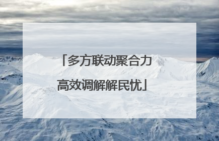 多方联动聚合力 高效调解解民忧