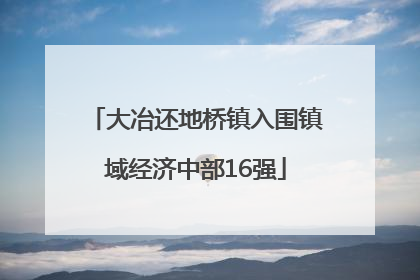 大冶还地桥镇入围镇域经济中部16强
