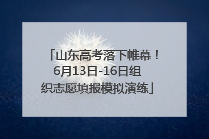 山东高考落下帷幕！6月13日-16日组织志愿填报模拟演练