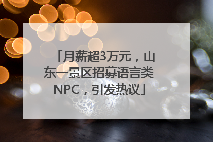 月薪超3万元，山东一景区招募语言类NPC，引发热议