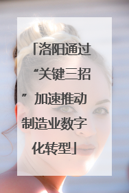 洛阳通过“关键三招”加速推动制造业数字化转型