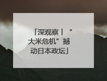 深观察丨“大米危机”撼动日本政坛