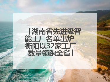 湖南省先进级智能工厂名单出炉 衡阳以32家工厂数量领跑全省