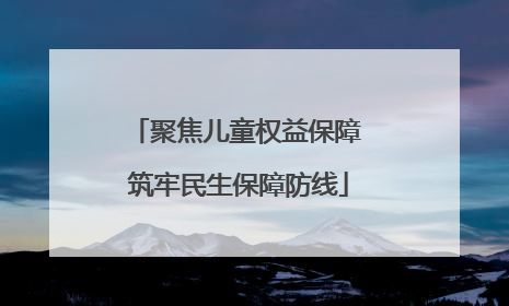 聚焦儿童权益保障 筑牢民生保障防线