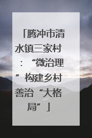 腾冲市清水镇三家村：“微治理”构建乡村善治“大格局”