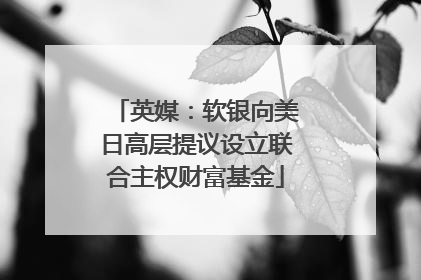 英媒：软银向美日高层提议设立联合主权财富基金