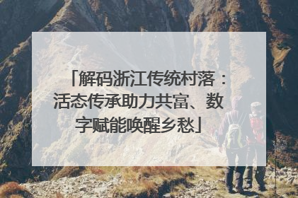 解码浙江传统村落：活态传承助力共富、数字赋能唤醒乡愁