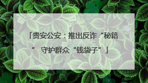 贵安公安：推出反诈“秘籍” 守护群众“钱袋子”