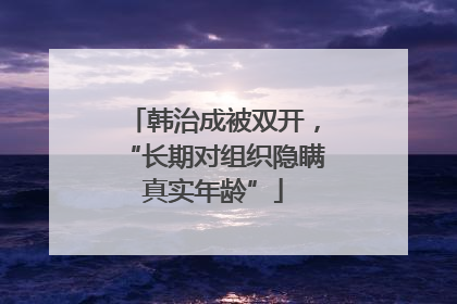 韩治成被双开，“长期对组织隐瞒真实年龄”