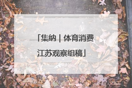 集纳｜体育消费江苏观察组稿