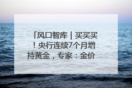 风口智库｜买买买！央行连续7个月增持黄金，专家：金价或仍易涨难跌