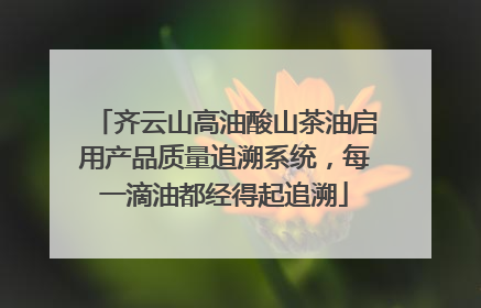 齐云山高油酸山茶油启用产品质量追溯系统，每一滴油都经得起追溯