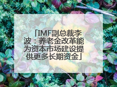 IMF副总裁李波：养老金改革能为资本市场建设提供更多长期资金
